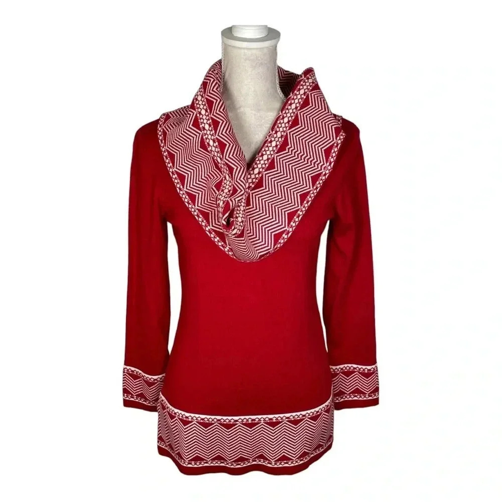 Kim Rogers Women's Red Long Sleeve Sweater With Matching‎ Scarf